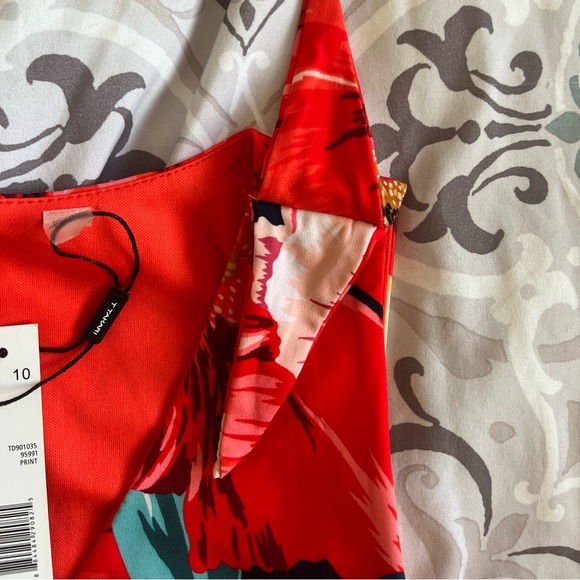 NWT T Tahari Orange Floral Print Maxi Dress - Picture 5 of 6
